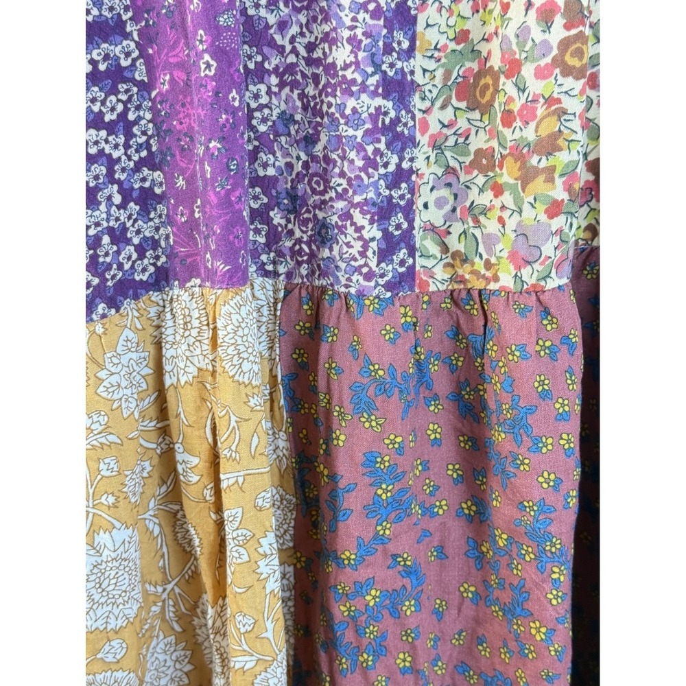 Natural Life Women Patchwork Florean Midi Dress Boho Tiered Flowy Multi L/XL Vtg - Picture 11 of 13